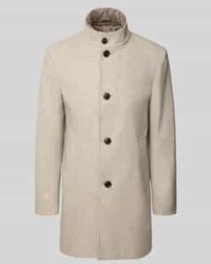 Joop! Lange Jas Van Wolmix Met Opstaande Kraag, Model 'Maico' - Naturel
