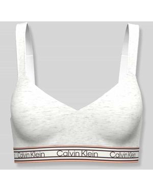 Calvin Klein Bralette aus Baumwoll-Mix mit Logo-Bund - Weiß