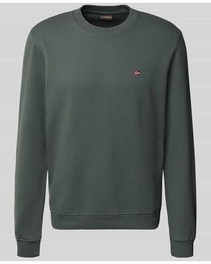 Napapijri Sweatshirt mit Rundhalsausschnitt und Label-Stitching - Grün