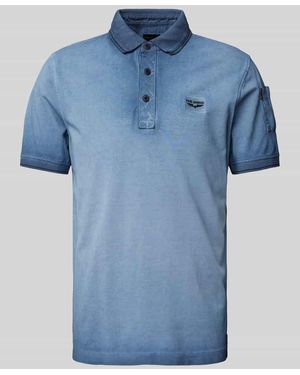 PME LEGEND Slim Fit Poloshirt mit Label-Stitching - Blau