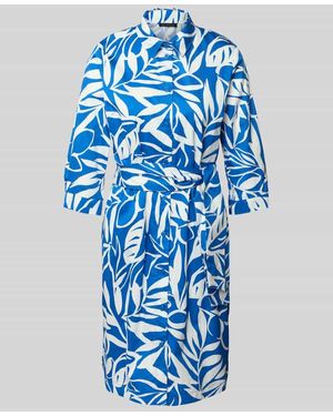 Betty Barclay Knielanges Hemdblusenkleid mit Bindegürtel - Blau