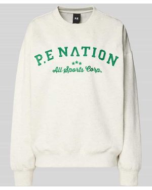 P.E Nation Sweatshirt mit Label-Stitching und Rundhalsausschnitt - Natur