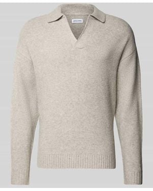 Jack & Jones Strickpullover mit V-Ausschnitt Modell 'SOHO' - Natur