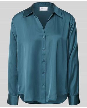 Comma, Regular Fit Bluse aus Viskose-Mix mit V-Ausschnitt - Blau