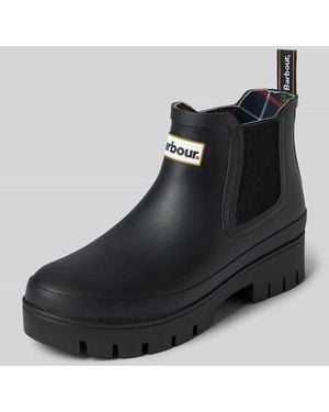 Barbour Boots mit Label-Patch Modell 'Halton Chelsea Welly' - Schwarz