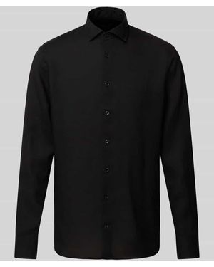 OLYMP SIGNATURE SLIM FIT Slim Fit Leinenhemd Mit Kentkragen Modell 'Sykia' - Schwarz