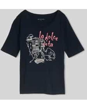 Tom Tailor Regular Fit T-Shirt Van Katoenmix Met Motiefprint - Blauw