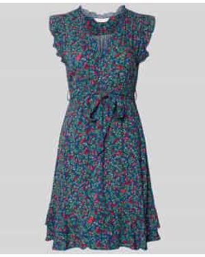 Apricot Mini-Jurk Van Viscose Met Strikceintuur - Blauw