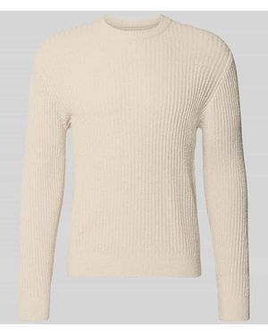 JAKE*S STUDIO MEN Slim Fit Pullover in Strick-Optik - Natur