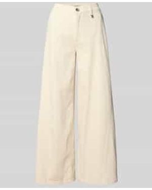 Mos Mosh Wide Leg Jeans Met Applicatie, Model 'Vincent Clay' - Naturel