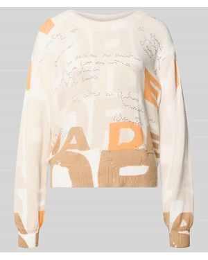 Monari Pullover mit Strasssteinbesatz - Weiß