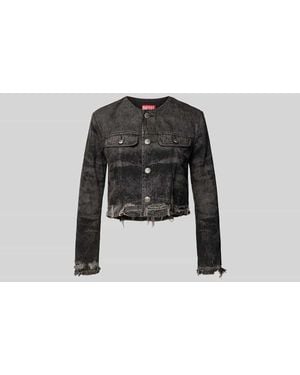 DIESEL Cropped Jeansjacke mit Brusttaschen - Schwarz