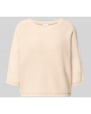 Comma, Regular Fit Pullover in Strick-Optik mit Pailettenbesatz - Natur