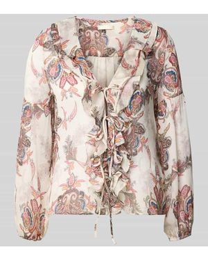 Guess Regular Fit Bluse mit Rüschenbesatz Modell 'Emy' - Natur