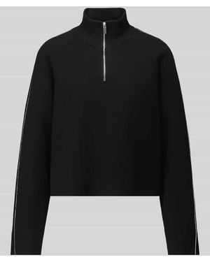 Vero Moda Loose Fit Pullover mit Troyer-Kragen Modell 'SABA' - Schwarz
