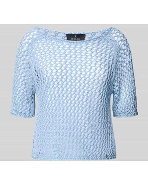 Monari Strickshirt mit Lochmuster - Blau