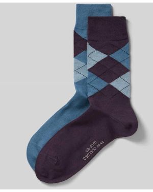 Camano Socken mit elastischem Rippenbündchen im 2er-Pack - Blau