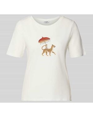 MORE&MORE T-Shirt mit Motiv-Print und Rundhalsausschnitt - Weiß