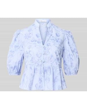Mango Regular Fit Bluse mit Stitchings Modell 'CAPUCHIN' - Blau