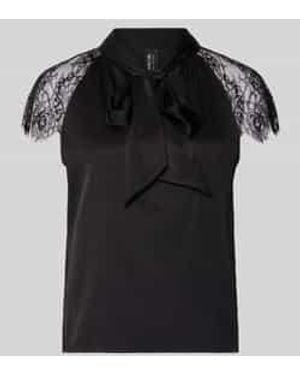 Marc Cain Slim Fit Blouseshirt Van Zijde Met Kant - Zwart
