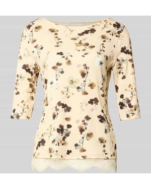 Marc Cain Regular Fit Bluse aus Baumwoll-Mix mit Spitzenbesatz - Natur