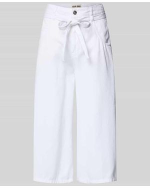 Ouí Culotte im 5-Pocket-Design mit Bindegürtel - Weiß