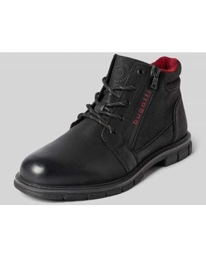 Bugatti Boots aus Leder-Textil-Mix mit Reißverschluss Modell 'Mate' - Schwarz