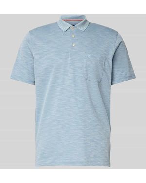 RAGMAN Poloshirt mit Label-Stitching - Blau