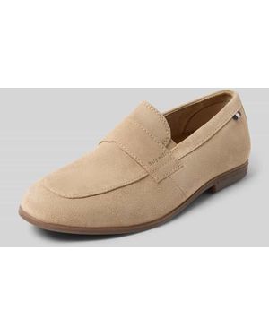 Bugatti Loafers aus Leder mit Label-Prägung Modell 'Tryst' - Natur