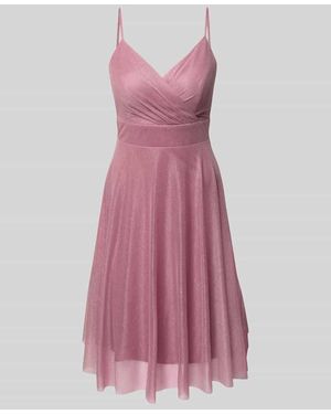TROYDEN COLLECTION Cocktailkleid mit Taillenband - Pink