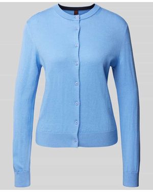 Stefanel Cardigan mit Woll-Anteil mit Rundhalsausschnitt - Blau