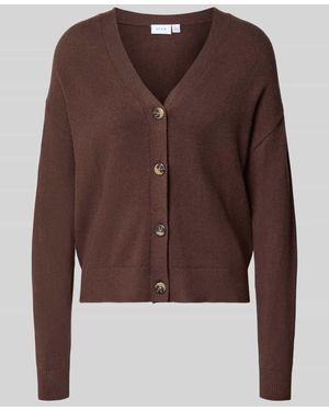 Vila Cardigan mit V-Ausschnitt Modell 'VIRIL' - Braun