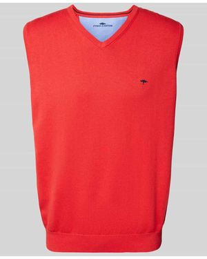 Fynch-Hatton Pullunder mit Logo-Stitching - Rot