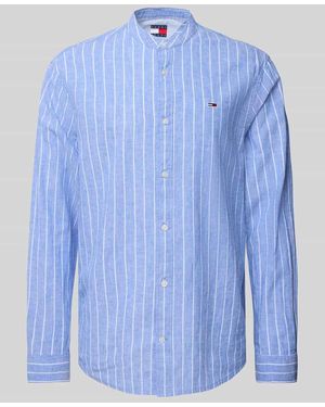 Tommy Hilfiger Regular Fit Freizeithemd aus Baumwoll-Leinen-Mix - Blau