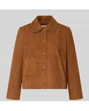 Ba&sh Leren Jack Met Platte Kraag Model 'Milas' - Bruin