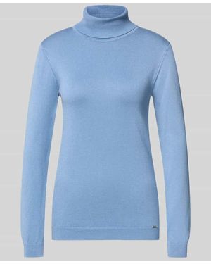 MORE&MORE Rollkragenpullover mit Label-Detail - Blau