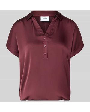 Vila Regular Fit Bluse mit V-Ausschnitt Modell 'ENNA RAVENNA' - Rot