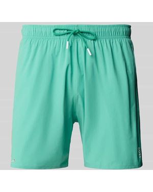 BOSS Badeshorts mit Mesh-Einsatz - Grün