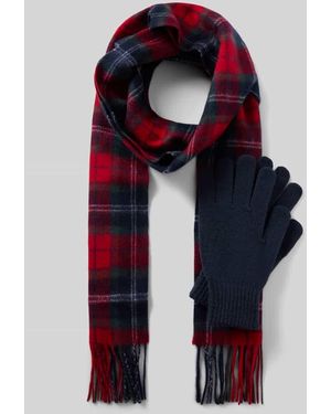 Barbour Schal mit Fransen im 2-teiligen Set - Rot