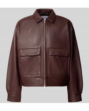 Edwin Lederjacke mit Zweiwege-Reißverschluss Modell 'DOGMA' - Braun