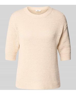 S.oliver Relaxed Fit Strickpullover aus Baumwoll-Mix - Natur