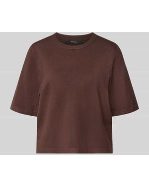 Vero Moda Boxy Fit Strickshirt aus Viskose-Mix Modell 'VMSILJE' - Braun