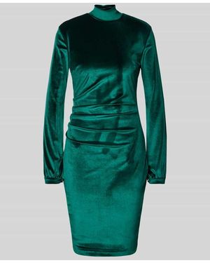 Paradi Knielanges Kleid Mit Stehkragen Und Raffungen - Grün