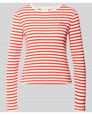 Comma, Longsleeve mit Rundhalsausschnitt und Statement-Stitching - Rot