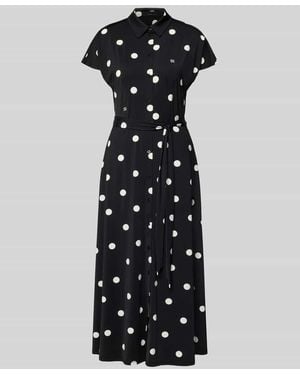 Ouí Hemdblusenkleid im Allover-Look mit Bindegürtel - Schwarz