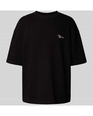 PEGADOR Oversized T-Shirt mit Label-Stitching - Schwarz