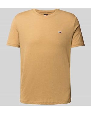 Tommy Hilfiger T-Shirt mit Label-Stitching - Natur