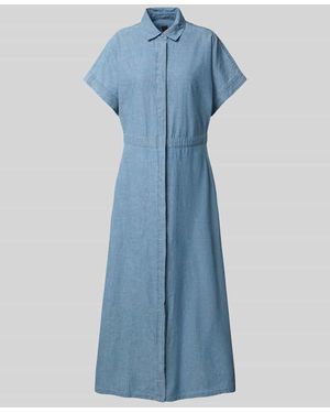Stefanel Hemblusenkleid in Denim-Optik mit verdeckter Knopfleiste - Blau