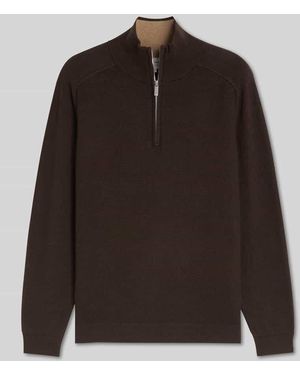 Tom Tailor Regular Fit Pullover mit Troyerkragen - Braun