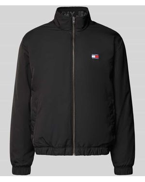 Tommy Hilfiger Relaxed Fit Bomberjacke mit Stehkragen - Schwarz